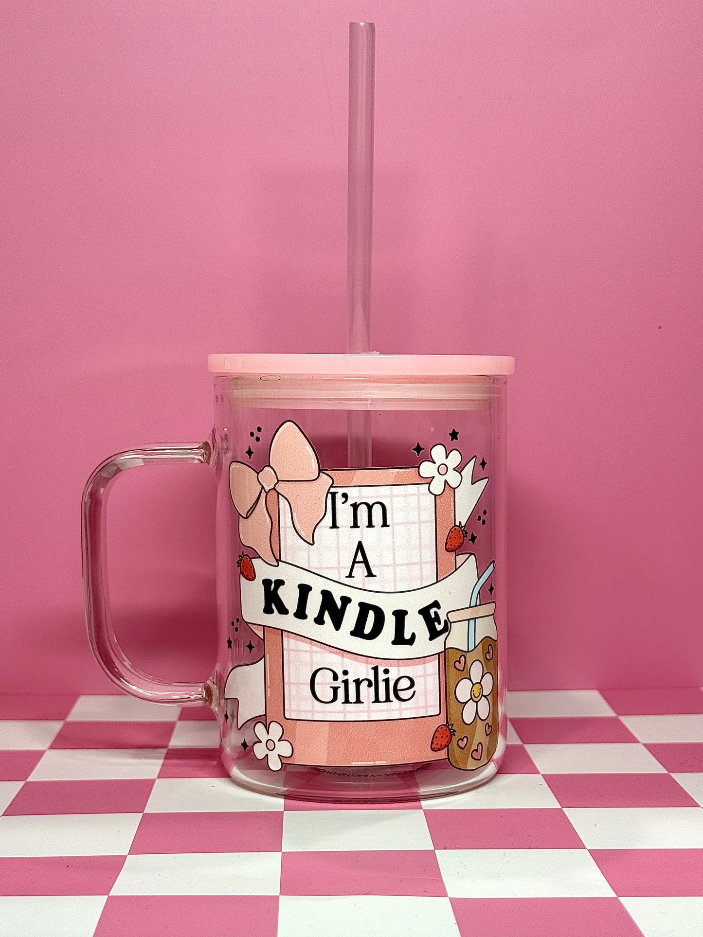 Pink Kindle Girly Glass Mug