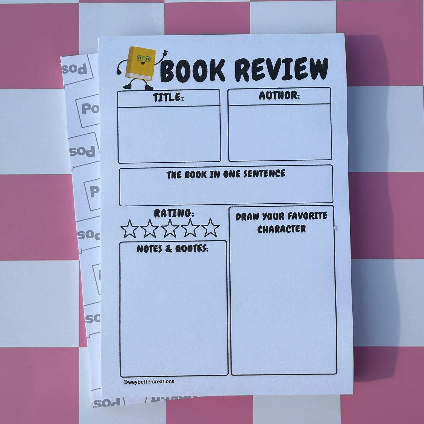 Kids Book Review Post-It Note