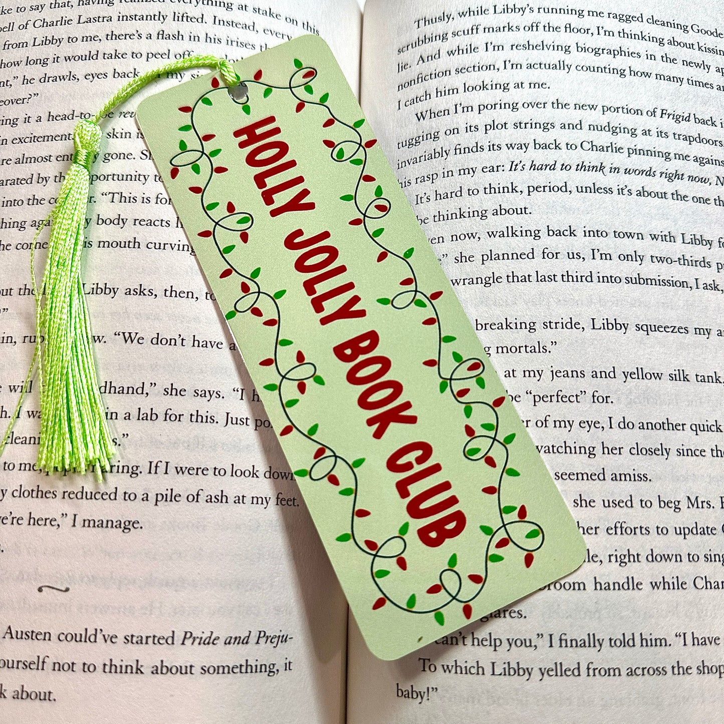 Holly Jolly Book Club Metal Bookmark
