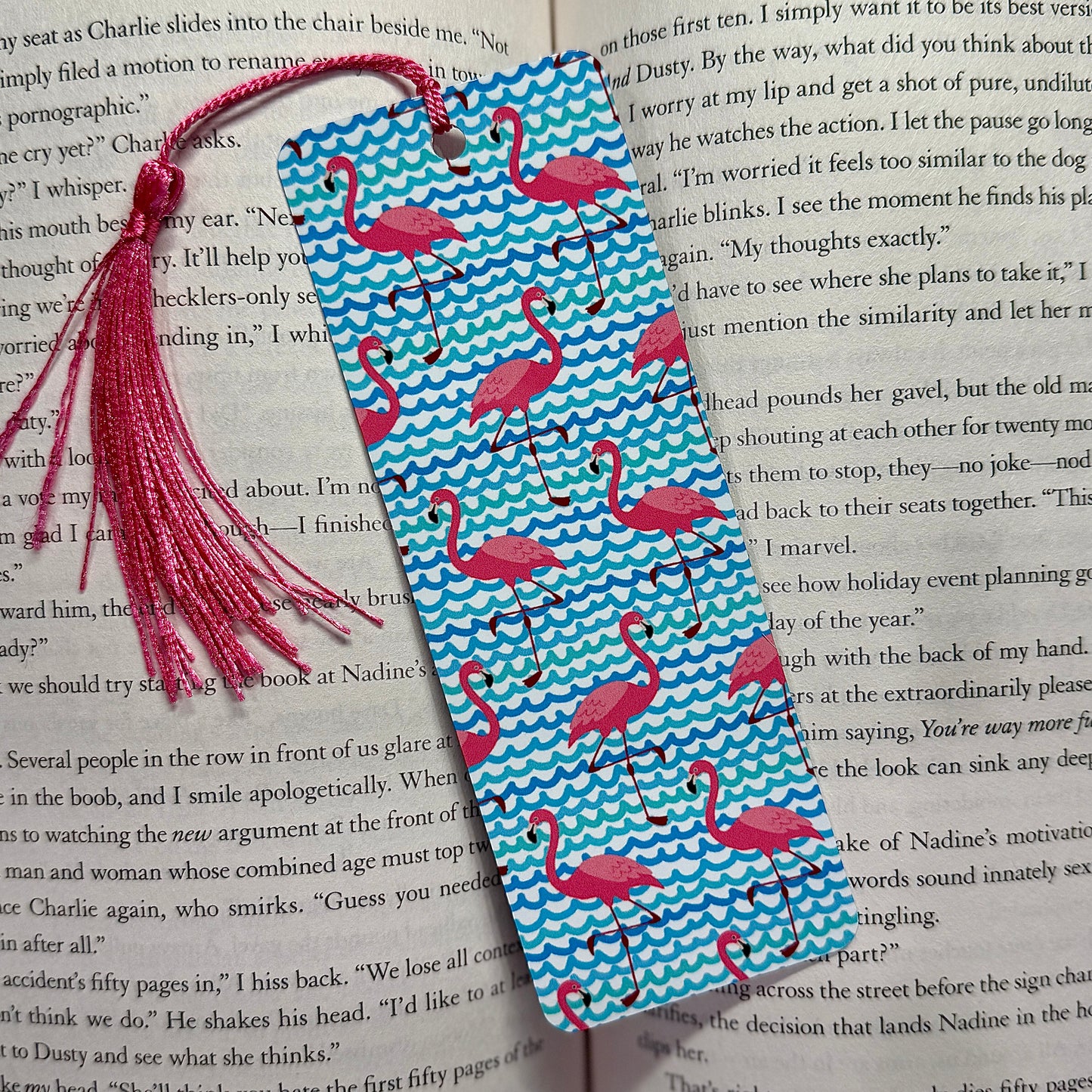 Pink Flamingoes Metal Bookmark
