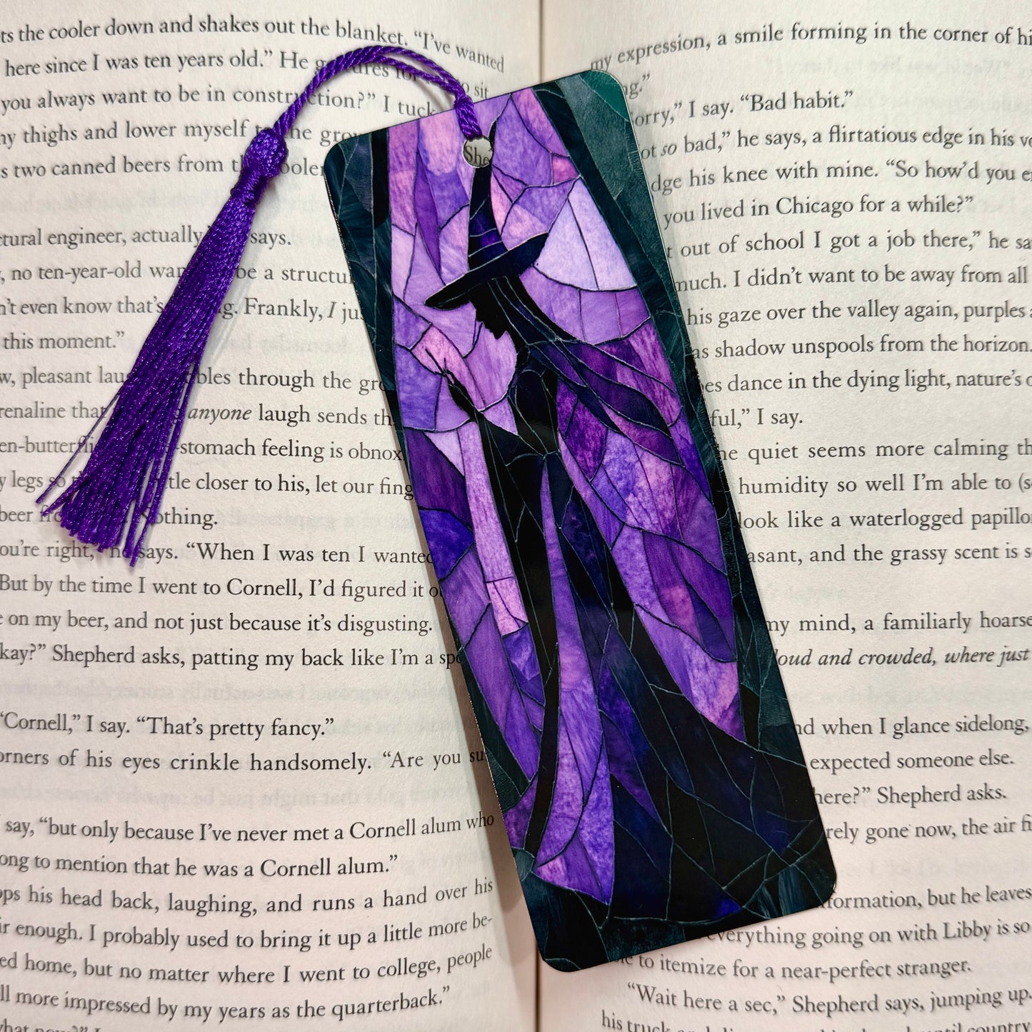 Stained Glass Witch Metal Bookmark