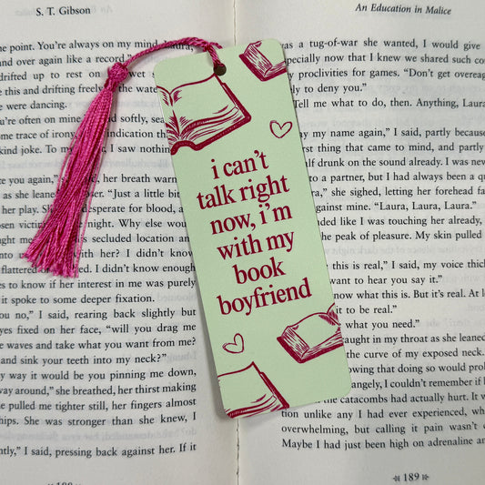 With My Book Boyfriend Metal Bookmark