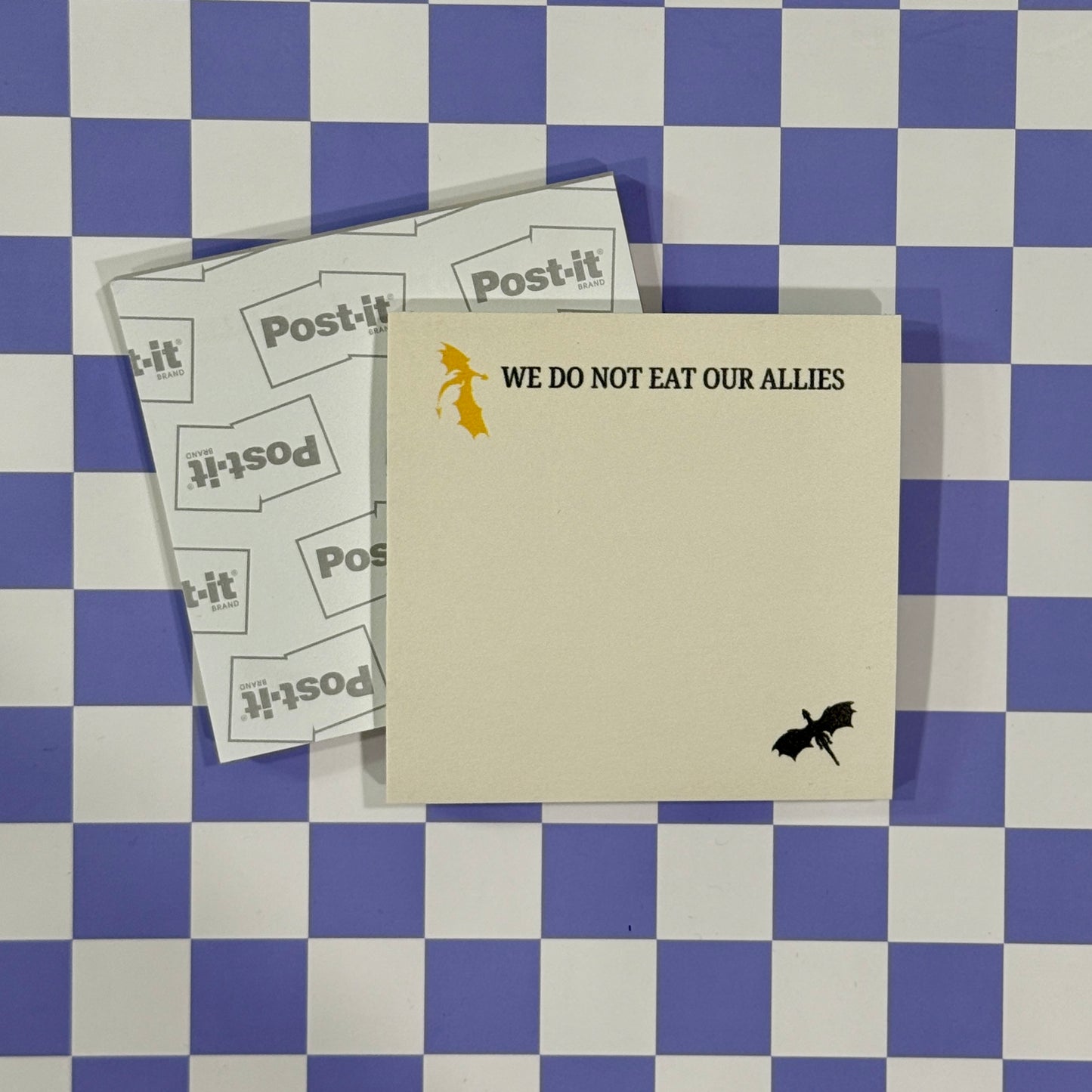 Post-It Note with 'We Do Not Eat Our Allies' text