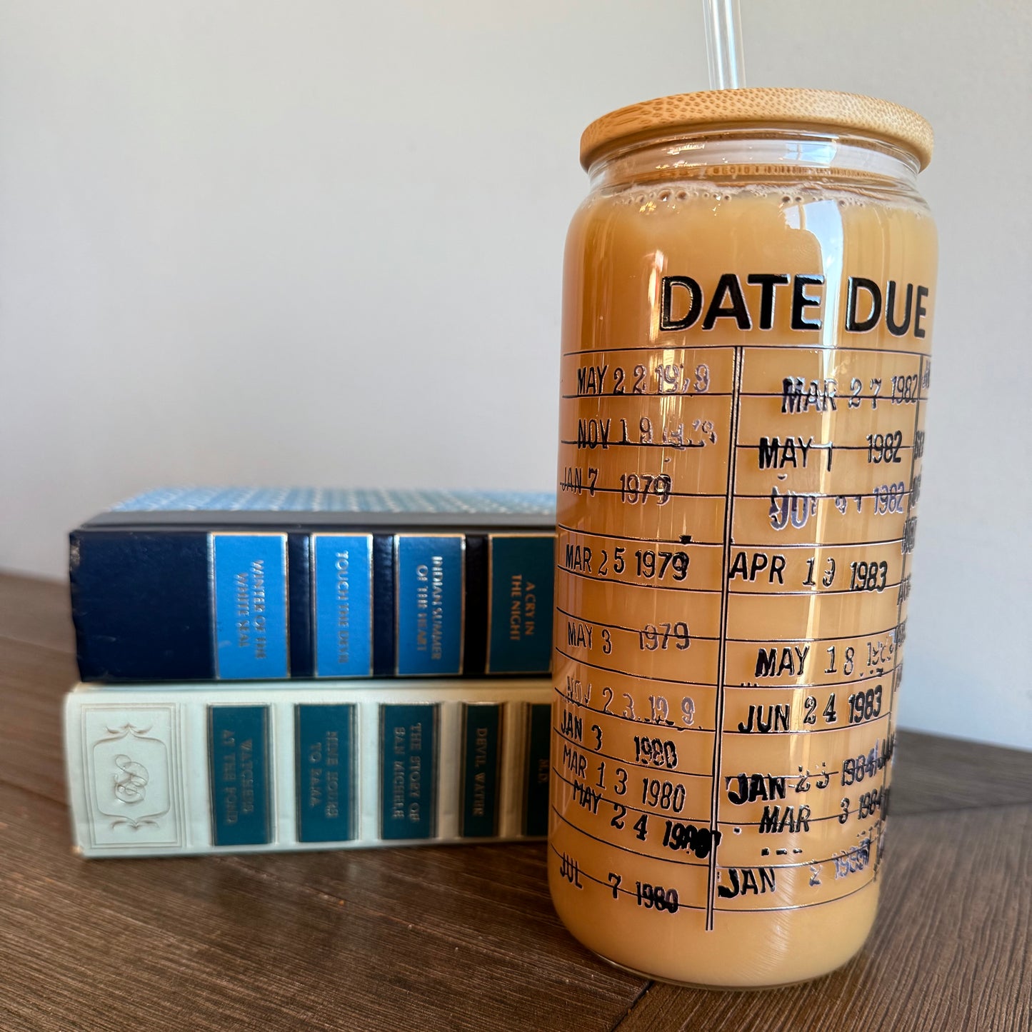 Date Due Stamp 20oz Can Glass