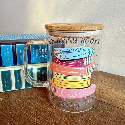 So Many Books Glass Mug