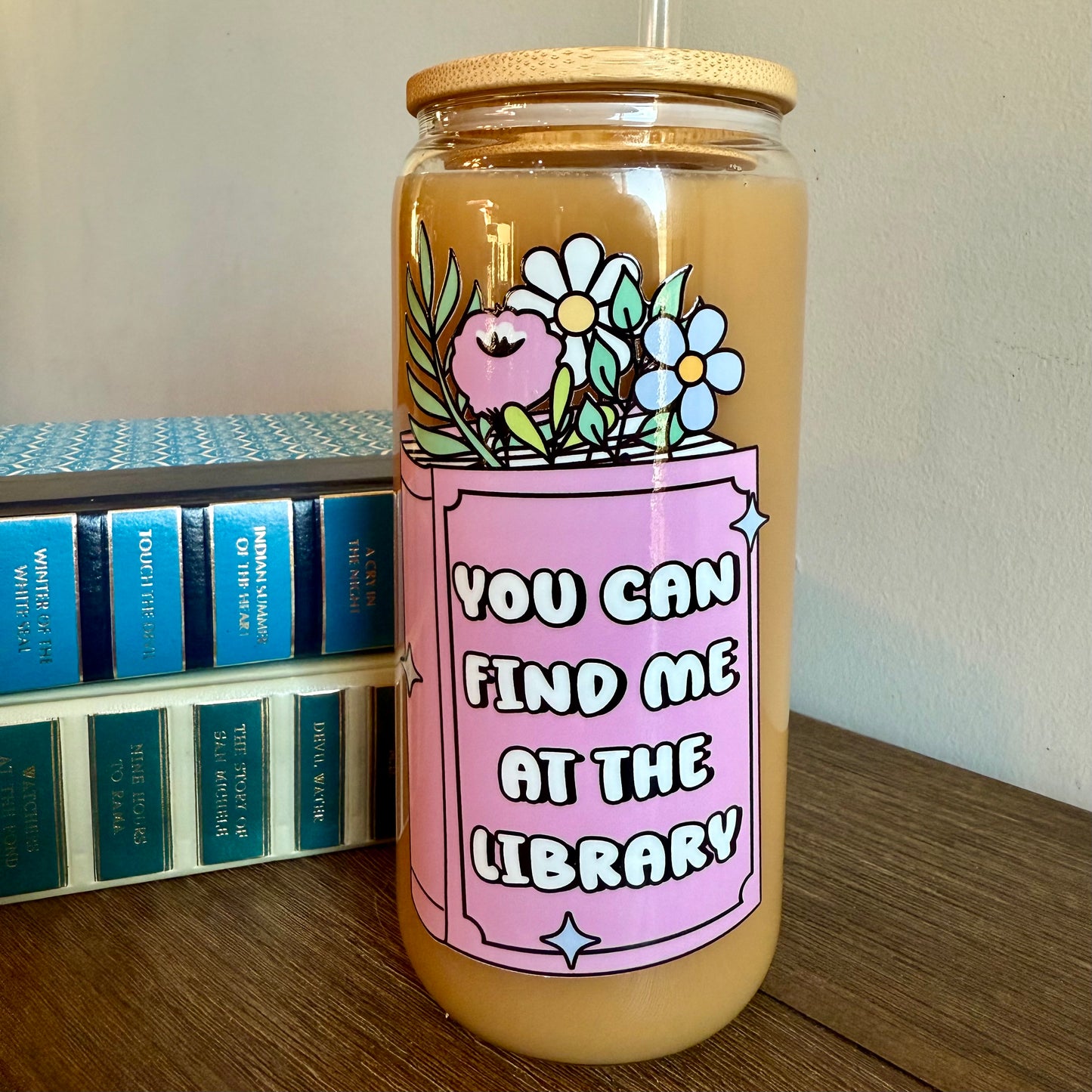 Find Me in the Library 20oz Can Glass