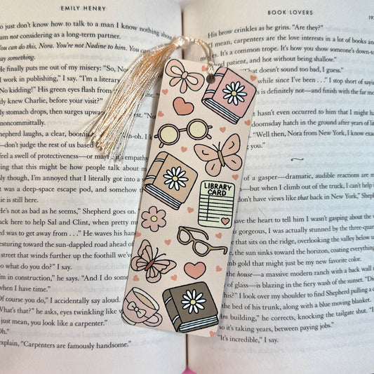 Pink Library Metal Bookmark