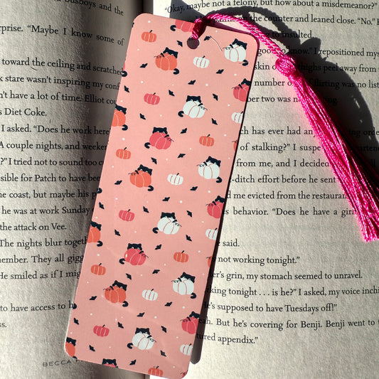 Kitties & Pumpkins Metal Bookmark