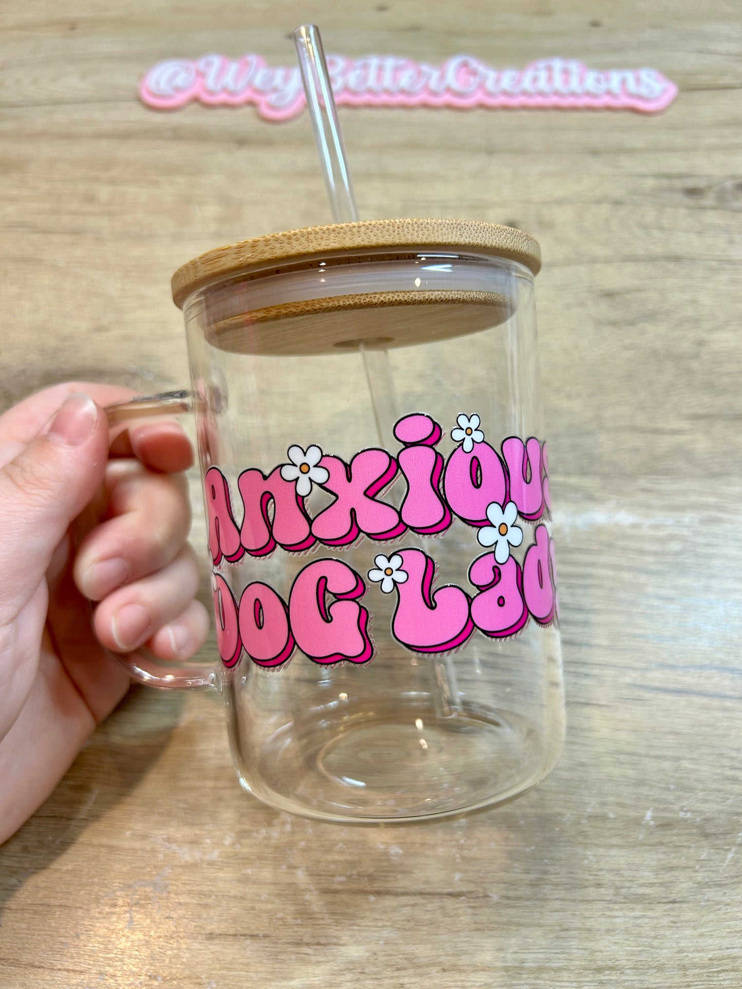 Anxious Dog Lady Glass Mug