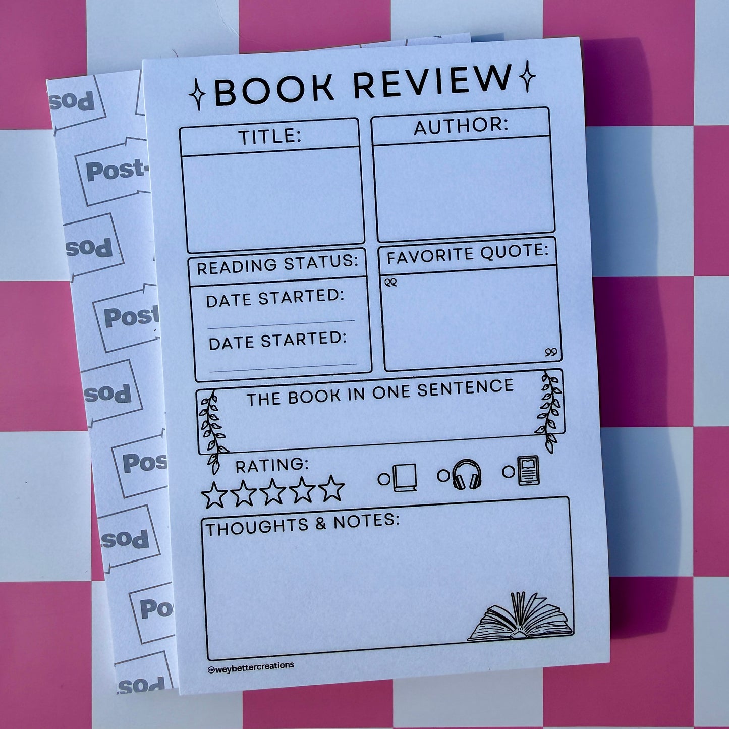 Simple Book Review Post-It Note