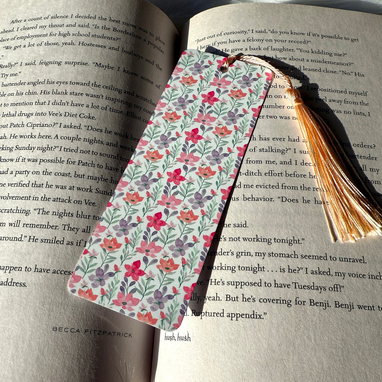 Pink & Purple Florals Metal Bookmark