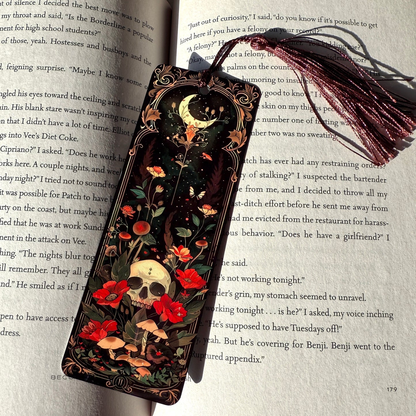 Moonlit Skull Metal Bookmark