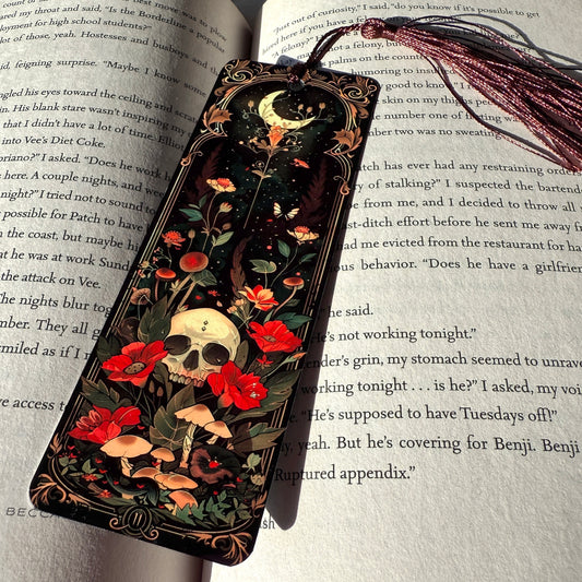 Moonlit Skull Metal Bookmark