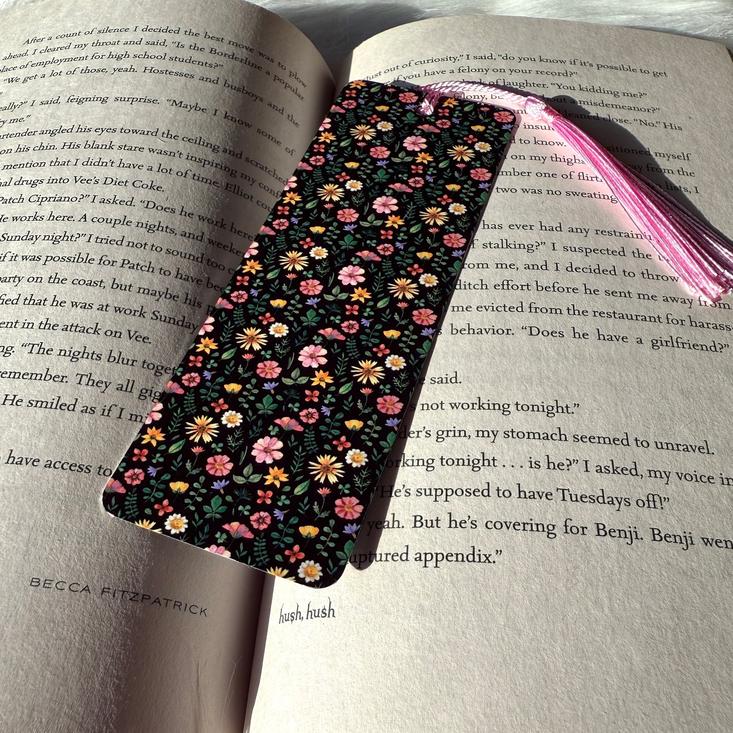 Pink Greenery Florals Metal Bookmark