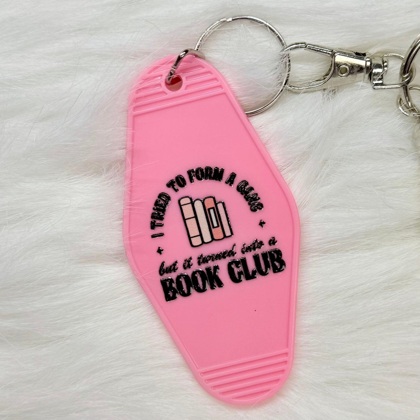 Book Club Group Motel Keychain