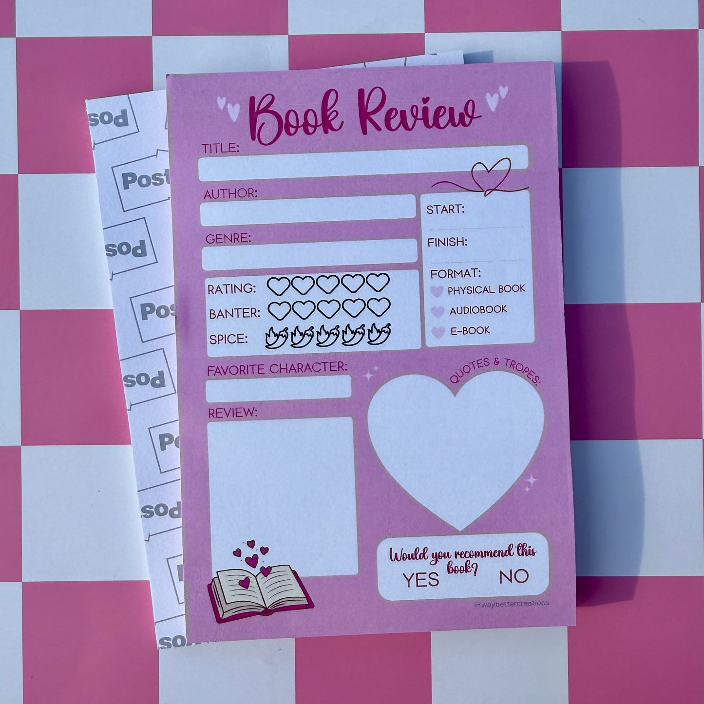 Romance Book Review Post-It Note
