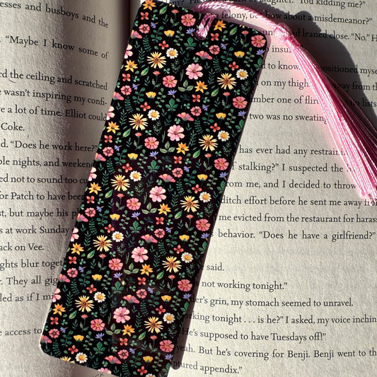 Pink Greenery Florals Metal Bookmark