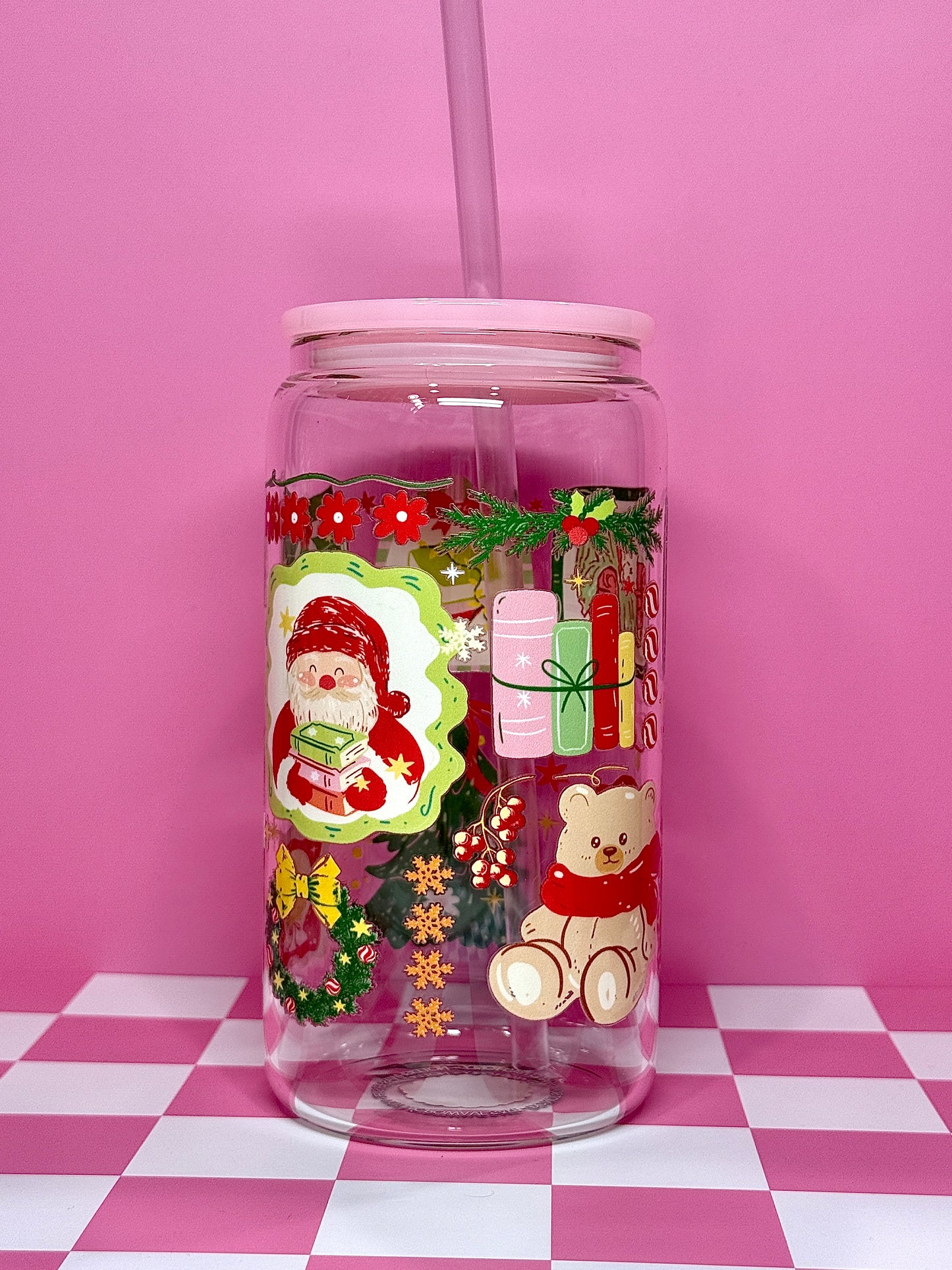 Christmas Time 16oz Can Glass