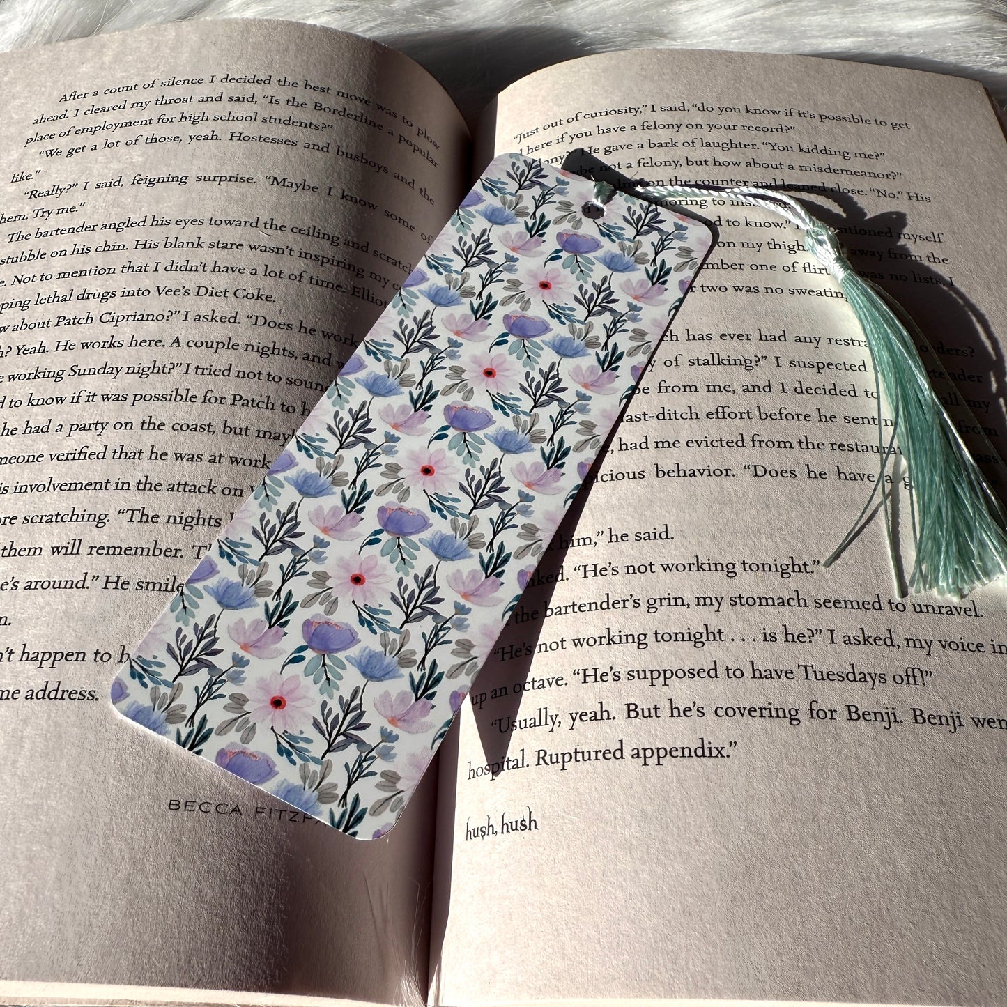 Blue & Pink Florals Metal Bookmark