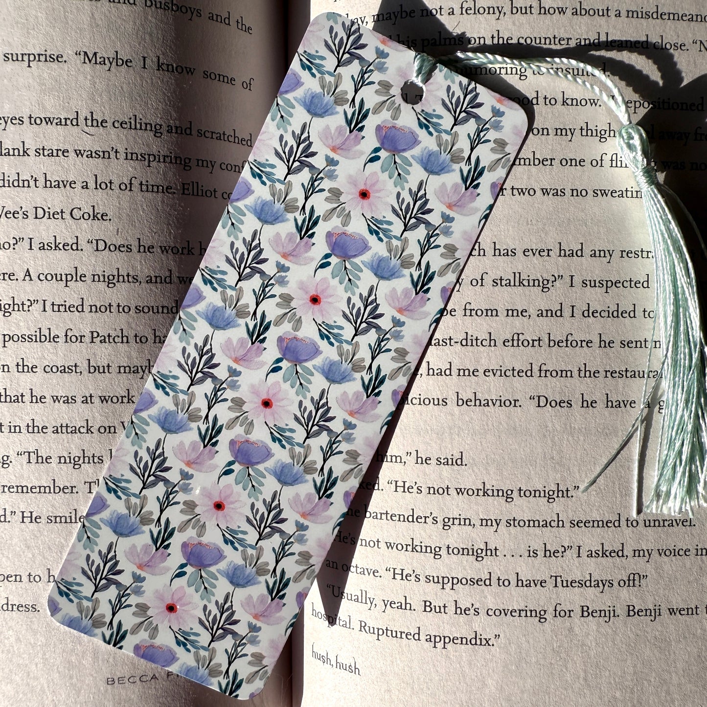 Blue & Pink Florals Metal Bookmark