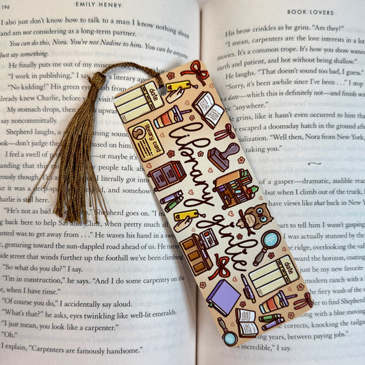Library Girl Metal Bookmark