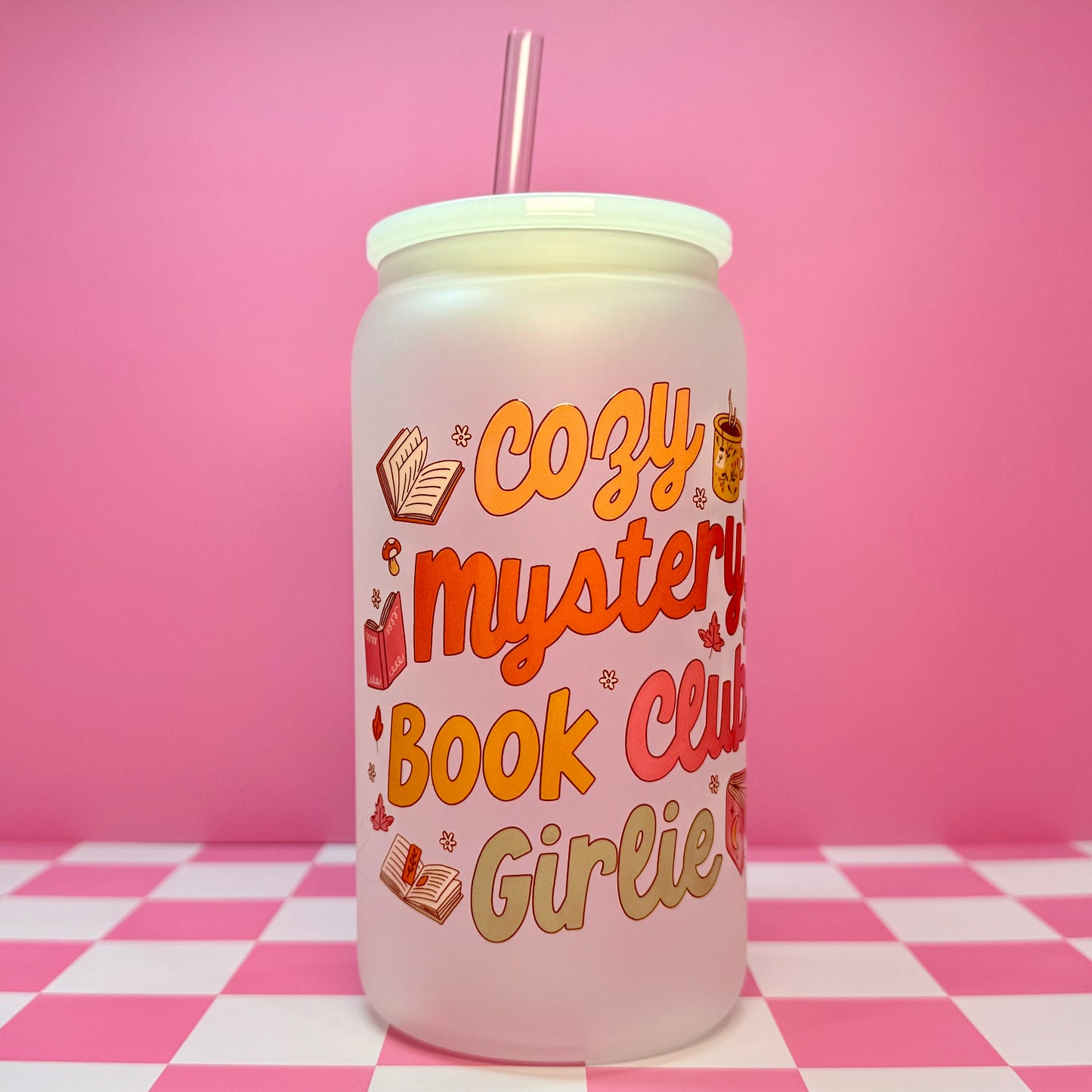 Cozy Mystery Book Club 16oz Can Glass