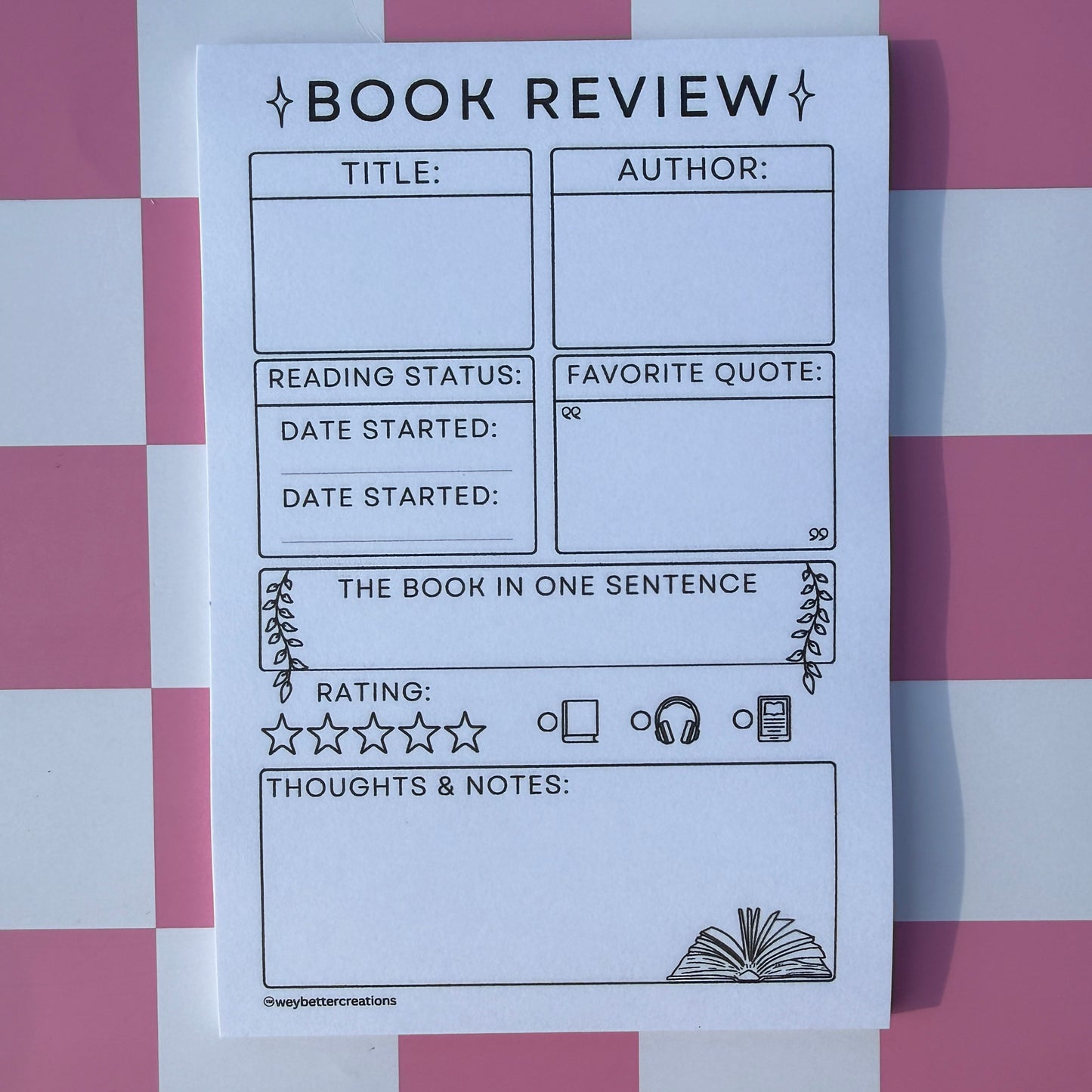 Simple Book Review Post-It Note