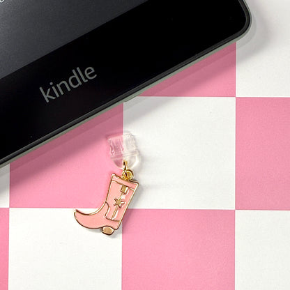 Pink Cowboy Boot Dust Plug Charm