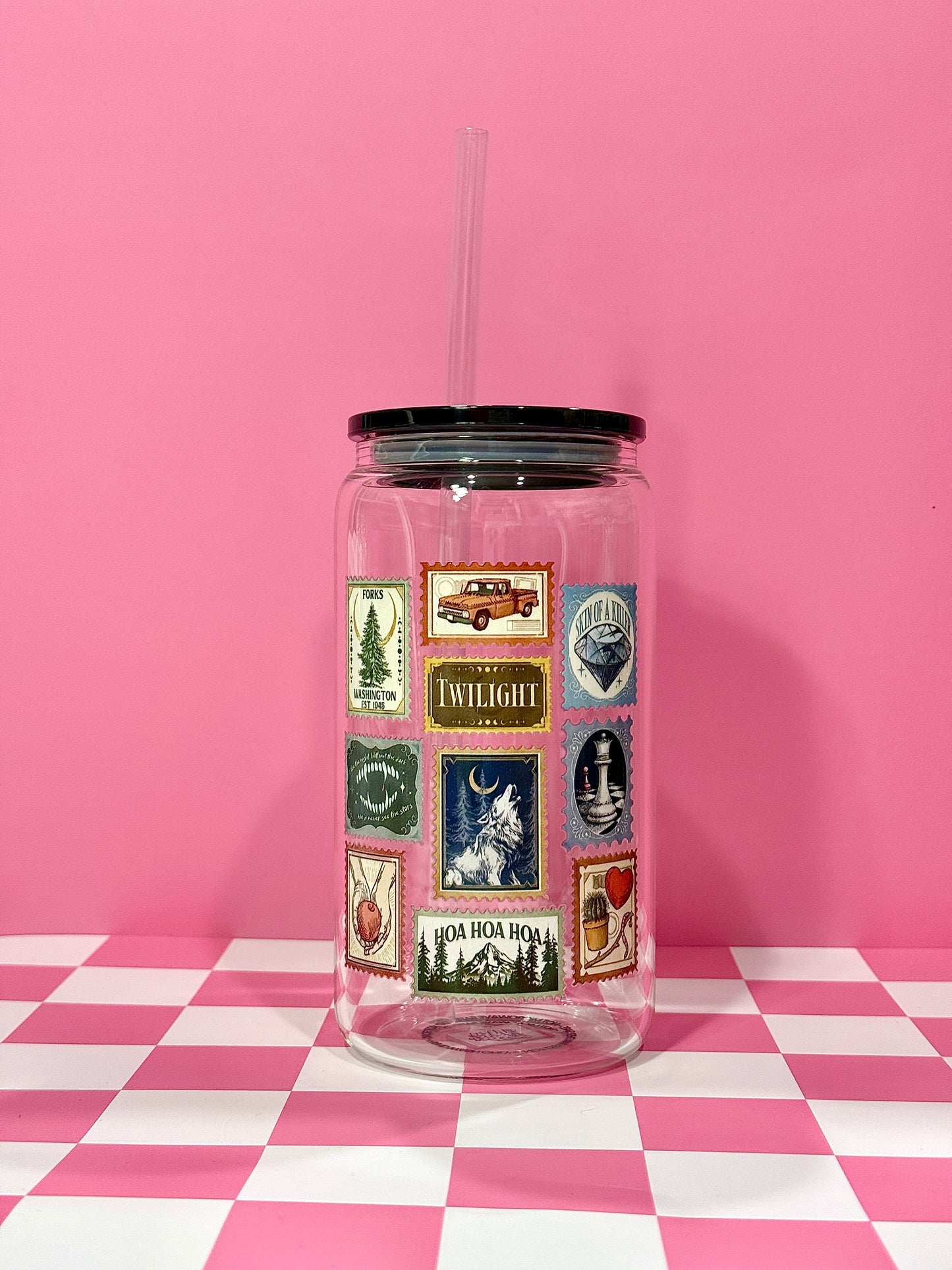 Twilight Stamps 16oz Can Glass