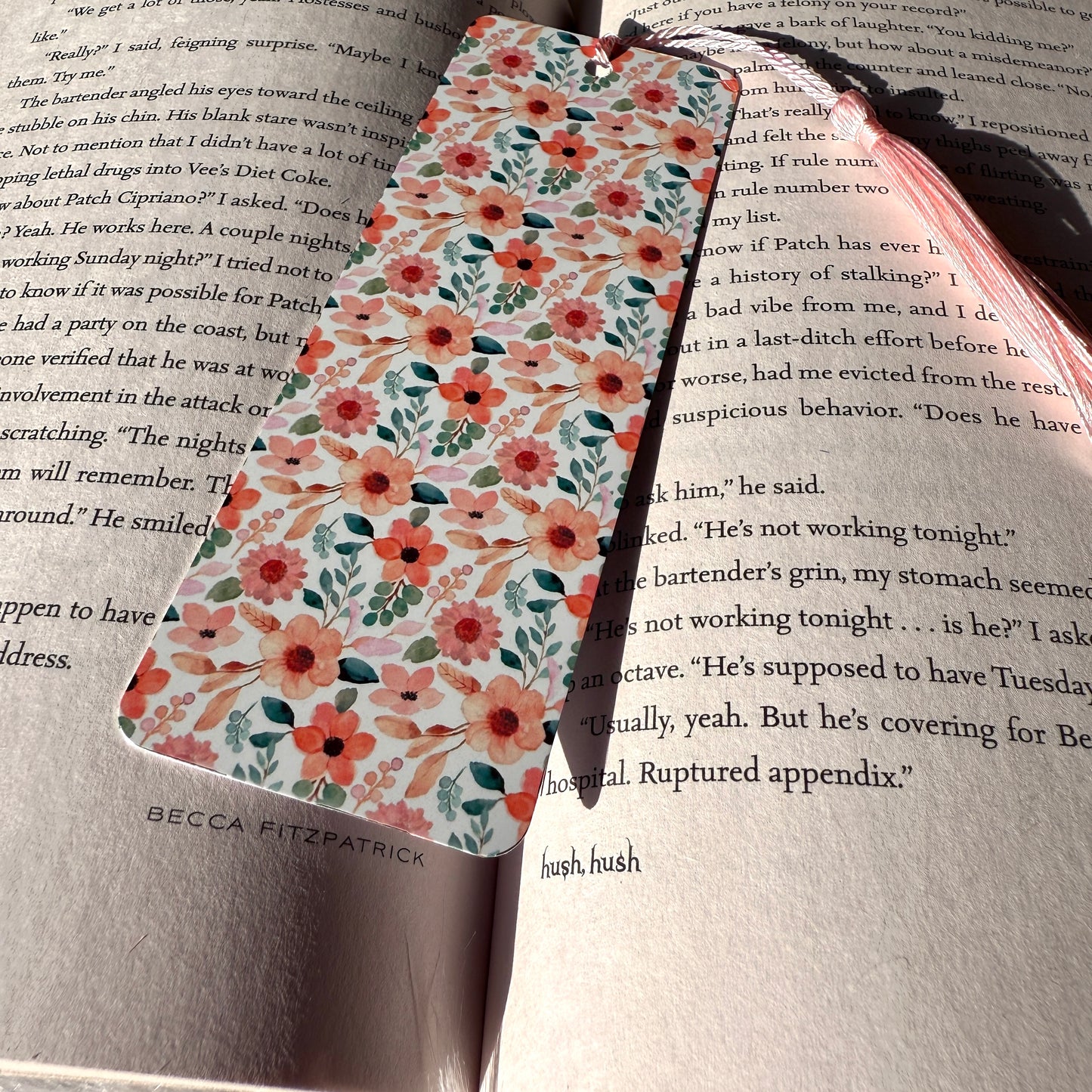 Orange Florals Metal Bookmark