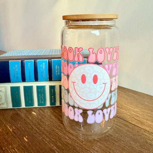 Book Lover 16oz Can Glass