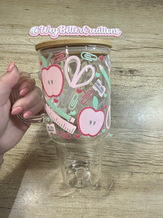 Pink Teacher 32oz Glass Mug