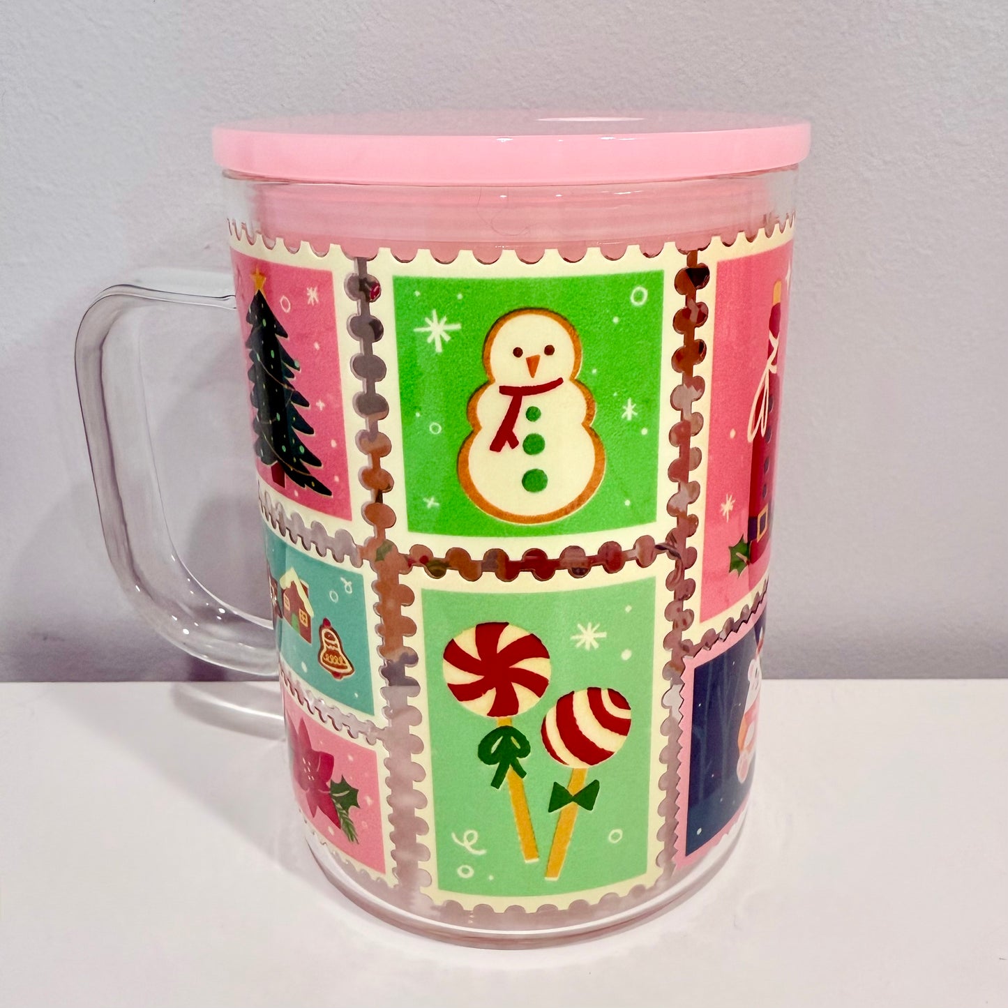 Christmas Stamps Glass Mug