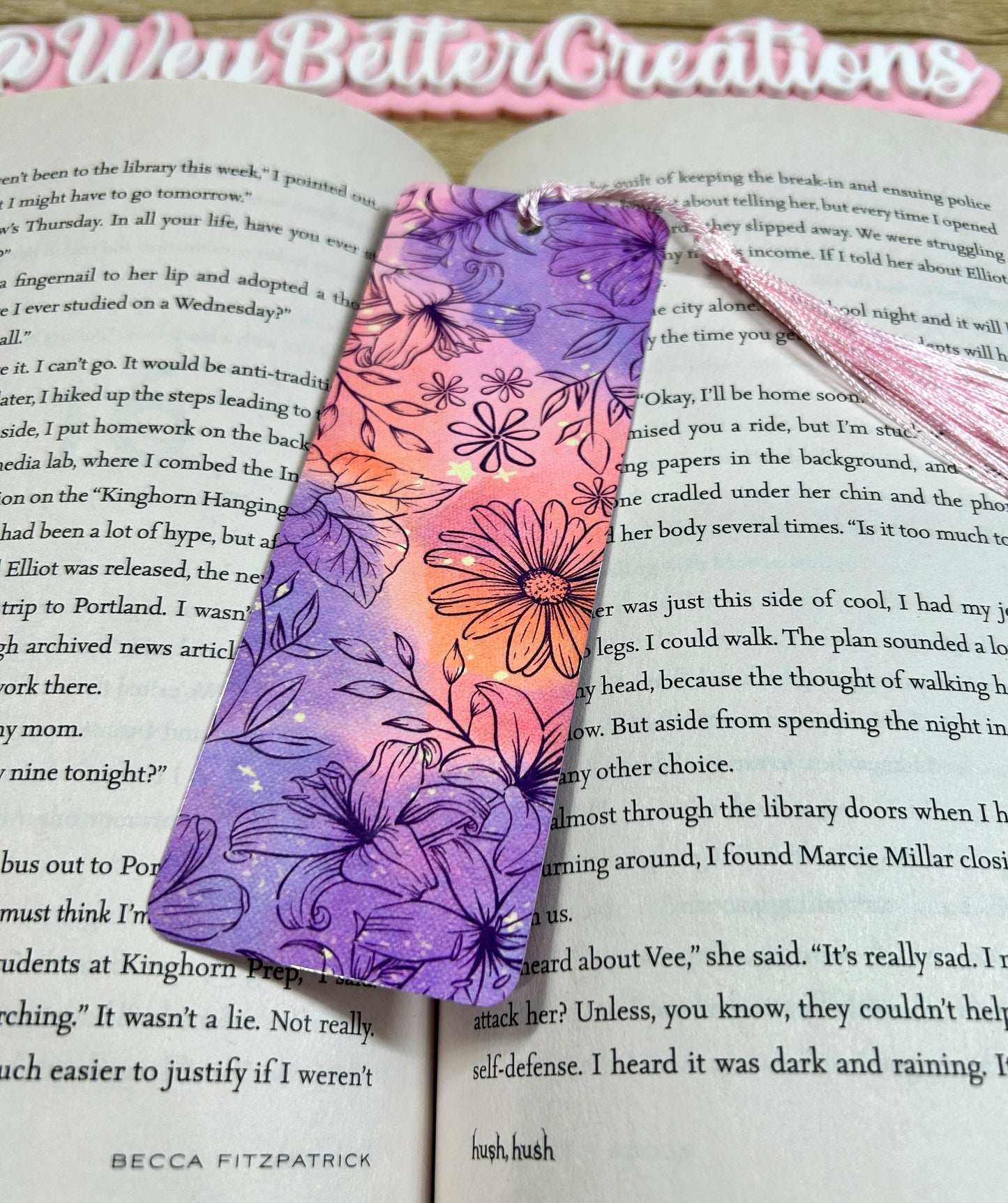 Pink & Purple Floral Metal Bookmark