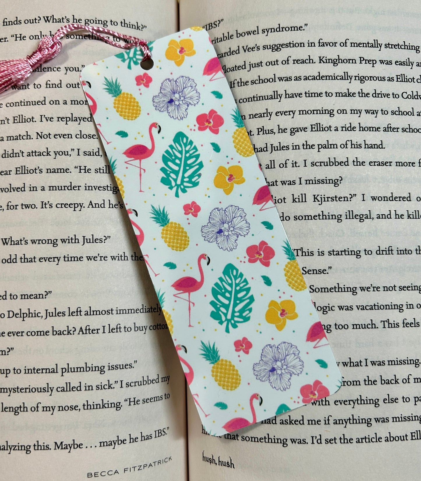 Flamingos & Pineapples Metal Bookmark