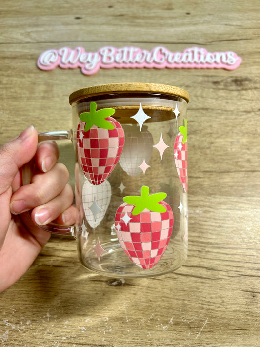 Disco Strawberries Glass Mug