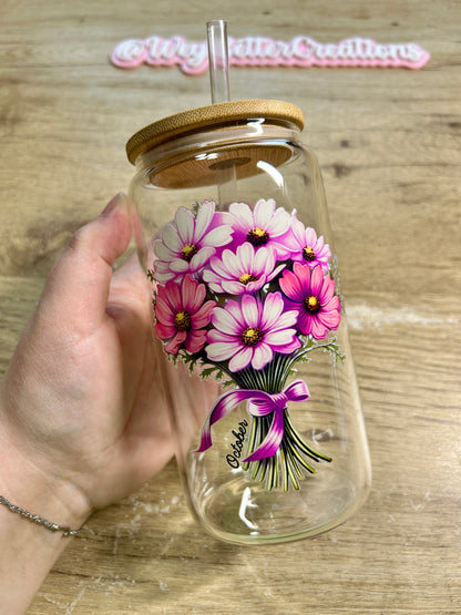 Birth Month Flower Can Glass