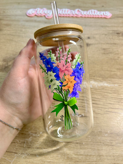 Birth Month Flower Can Glass