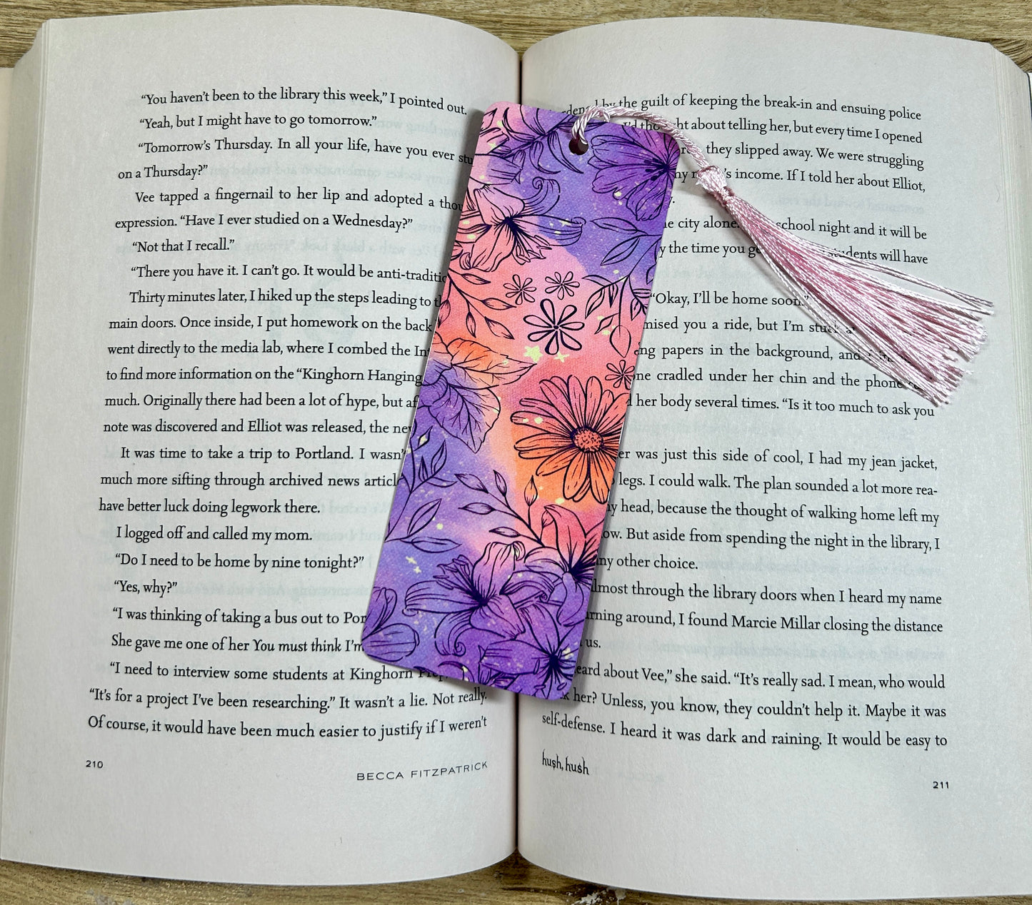 Pink & Purple Floral Metal Bookmark