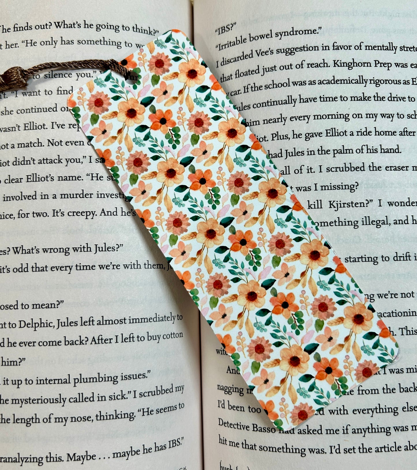 Orange Florals Metal Bookmark