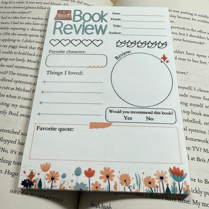 Teal & Orange Floral Book Review Post-It Note