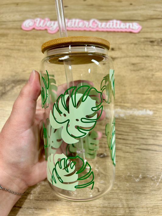 Monstera Leaves 16oz Can Glas
