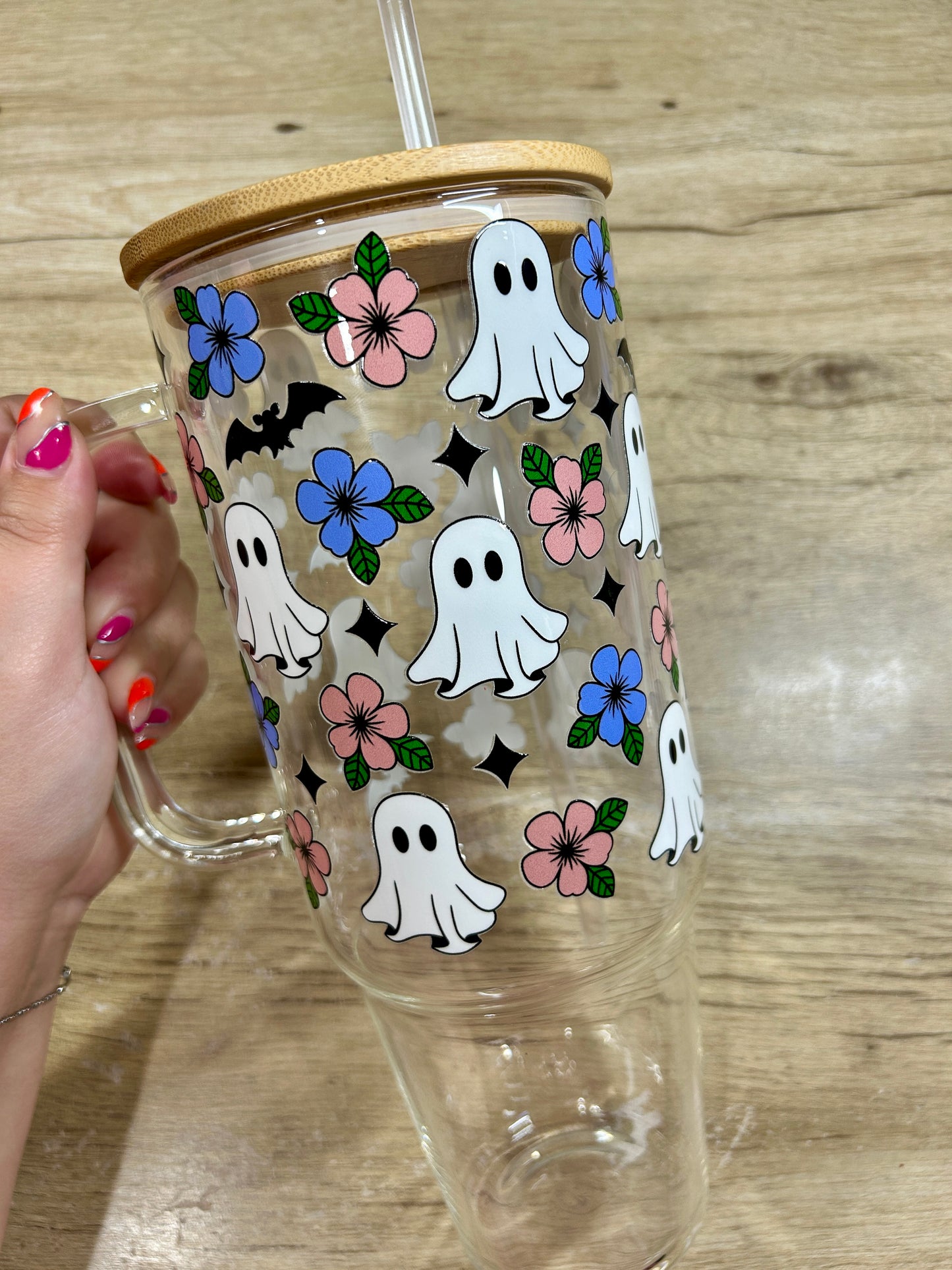 Floral Ghosts 40oz Glass Mug