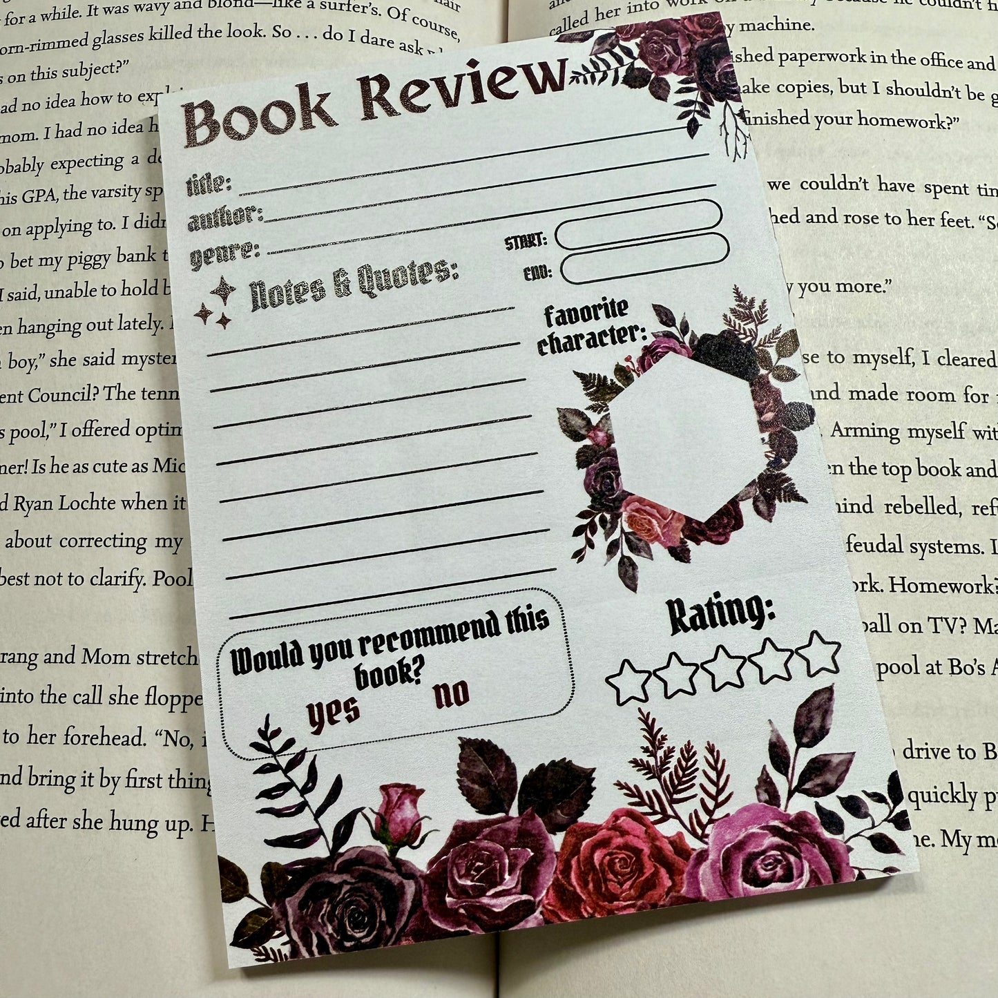 Gothic Floral Book Review Post-It Note