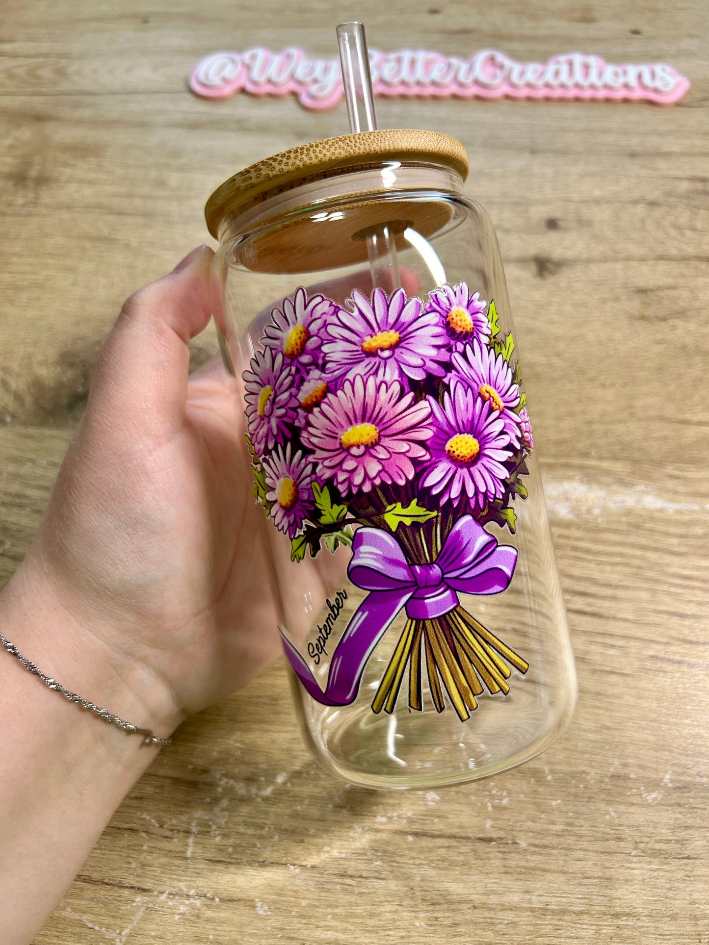 Birth Month Flower Can Glass