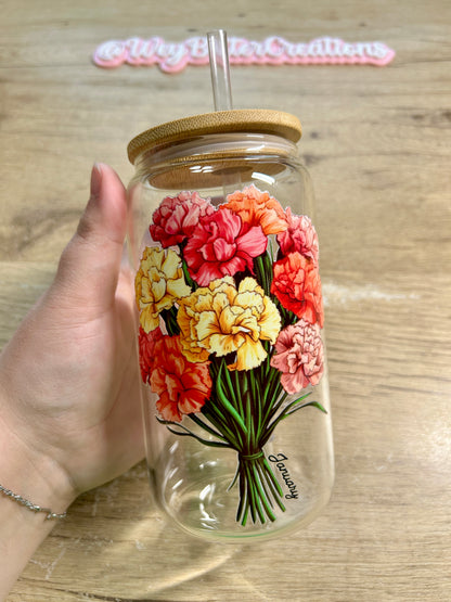 Birth Month Flower Can Glass