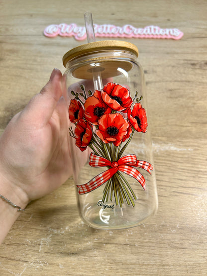 Birth Month Flower Can Glass