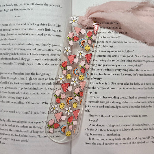 Happy Strawberries Acrylic Bookmark