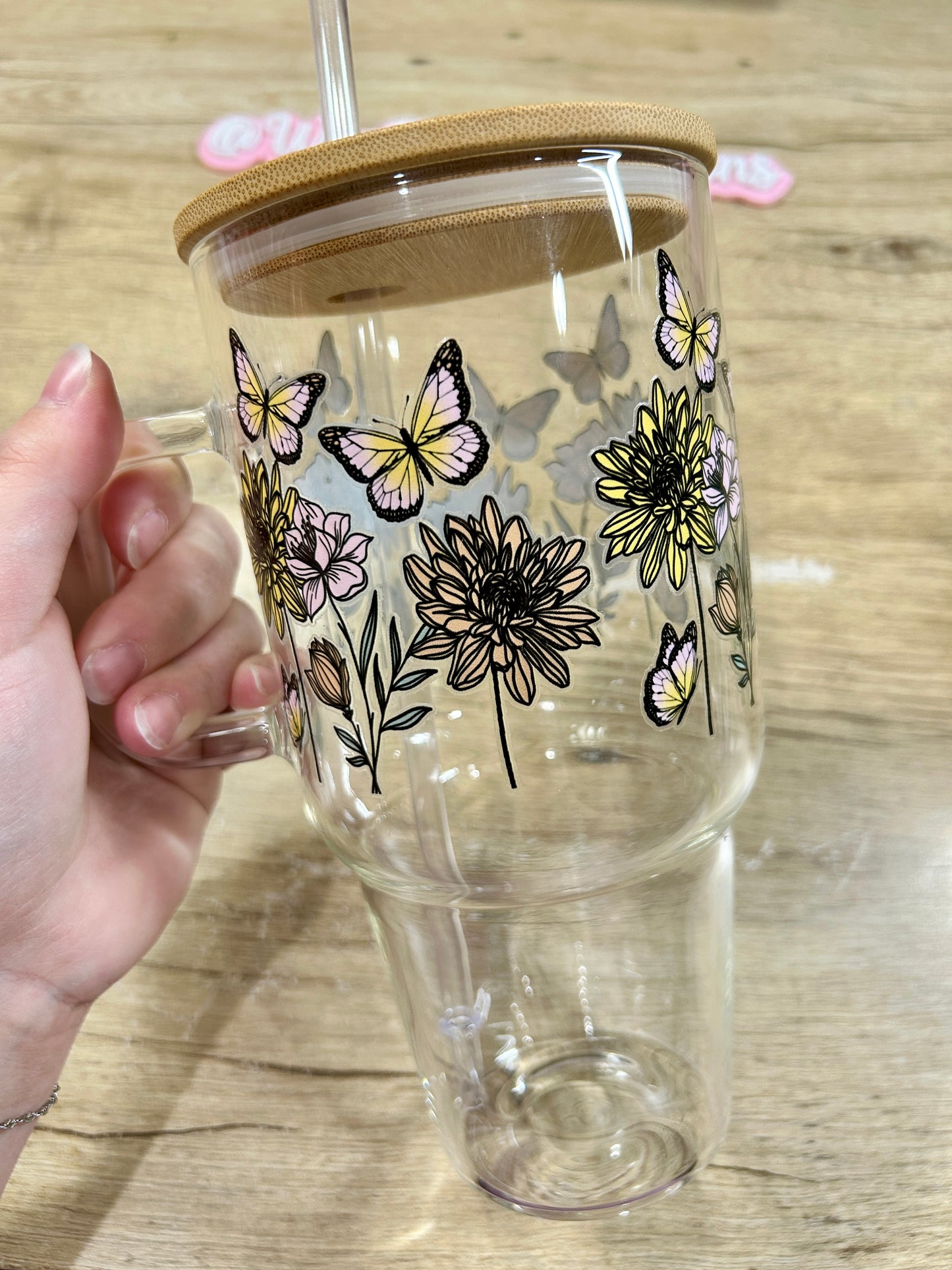 Butterflies 32oz Glass Mug