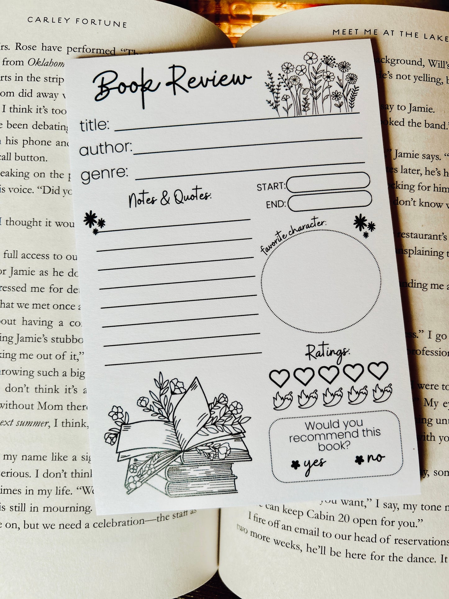 Floral Book Review Post-It Note